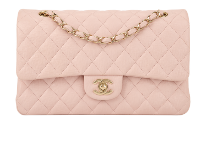 Medium Classic Double Flap, &pound;7,100, Handbags, Pink, Caviar Leather, Front view